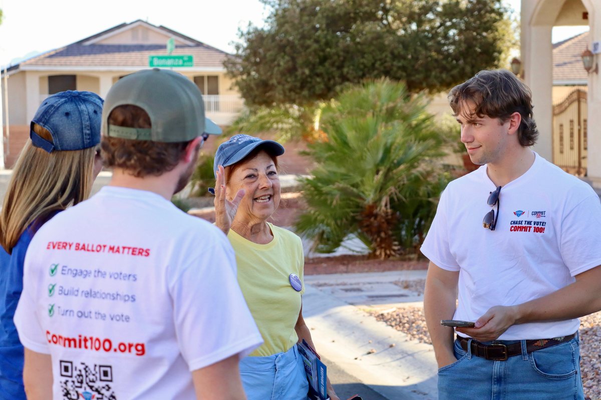 Nancy Roecker canvassing with volunteers