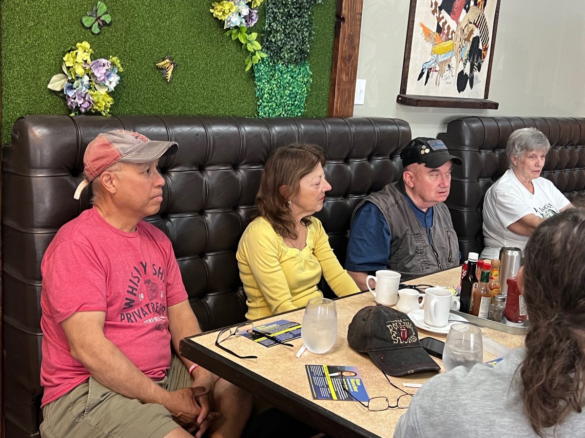 Nancy Roecker at a community meet and greet