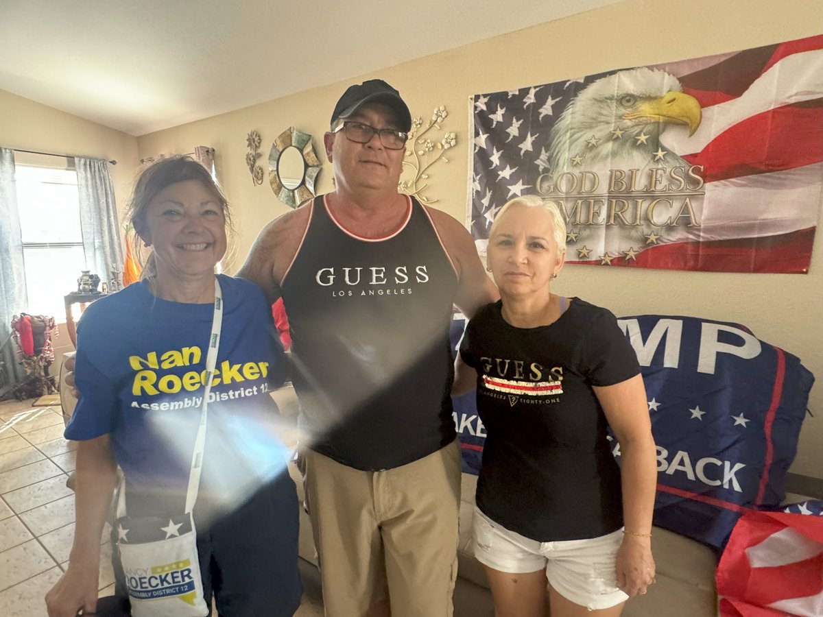 Nancy Roecker visiting supporters at home